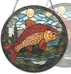 9.84 Inch Stained Glass Window Hanging Koi Fish Sun Catchers Japanese Koi Fish Decorative Suncatchers for Windows Hanging Stain Glass Decoration for Garden Outdoor Indoor Window Decor Gift by Unknown