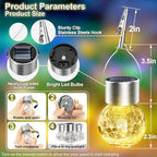 Solar Hanging Lanterns Outdoor: 12 Pack Cracked Glass Ball Lights with Clip - Waterproof Warm White Fairy Globe Lighting Yard Tree Ornaments - Gardening Gifts for Mom Grandma - Image 3