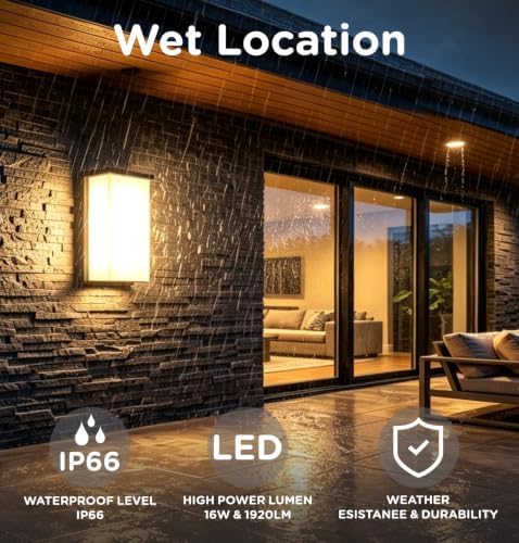 8 Inch Outdoor Wall Light, 1920LM LED Wall Sconce, Hardwired, ETL Listed - Image 4