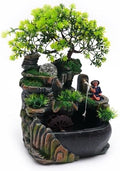 Tabletop Fountain Rockery Waterfall, Desktop Miniature Rockery Crafts with Plants Stones LED Lamp for Home Office and Bedroom Study Room by NATICRISI