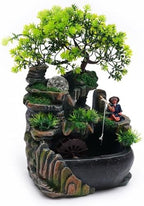 Tabletop Fountain Rockery Waterfall, Desktop Miniature Rockery Crafts with Plants Stones LED Lamp for Home Office and Bedroom Study Room by NATICRISI