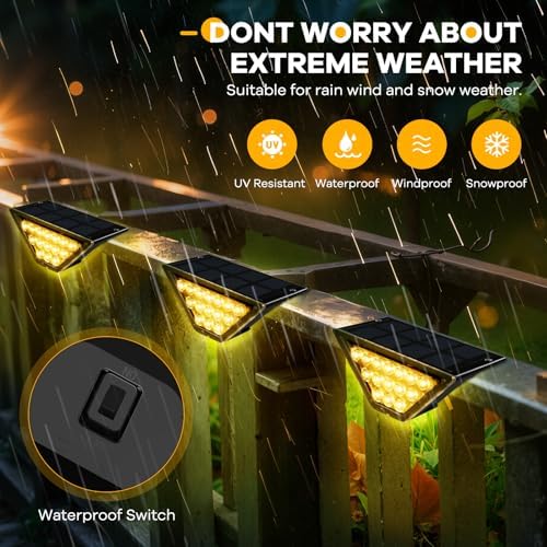 BKBB PPBB Solar Step Lights for Outside, Solar Stair Lights Outdoor Waterproof, Deck Step Lights for Fence, Patio, Yard, Porch, Front Door, Sidewalk, Garden, Patio Decor (8, Warm White) - Image 3
