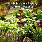 3-Tiered Cascading Rain Catcher Garden Stake, Rust Patina Metal Bird Bath with Water Bowls, 26.7 Inch Outdoor Garden Decor & Plant Support for Yard, Flower Beds & Patio - Image 3