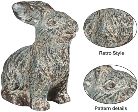All Chic Bunny Decor Garden Statue Cement Rabbit Statue for Home Garden Indoor Outdoor Statues for Yard,Front Yard Decor,Easter Rabbit Figurines（Blue） - Image 3