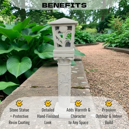 OLOMA Japanese Lantern Decorative Concrete Garden Statue Outdoor Pagoda Decor Stone Asian Zen Lightplace Sculpture Landscape Ornament Courtyard Patio Entryway Decor - Image 2