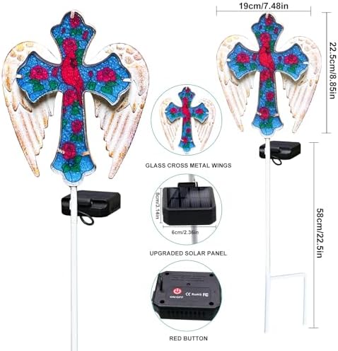 Cardinal Bird&Rose Solar Cross Garden Stake Light ,Christmas Decor Gifts - Image 5