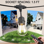 Outdoor String Lights 100FT 64+4 Bulbs(1.5 FT Apart) Remote Patio Lighting - Image 4