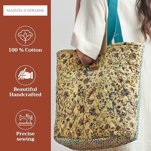 Maison d' Hermine Shopping Bags Cotton Quilted Tote Bag with Zipper Pockets - Image 4
