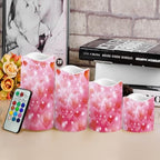 Pink Heart Flameless Candles with Remote Timer Battery Operated Fake Candles Color Changing Electric Pillar LED Candles Bulk Set of 4 Valentine's Day Decoration - Image 4