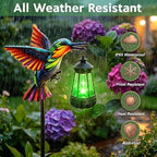 2 Pack Hummingbird Solar Garden Lights Waterproof Outdoor Metal Stakes with Solar Lantern Gifts for Women Mom Grandma Birthday for Path Yard Patio Porch Lawn (Multicolor, Colorful Hummingbird) - Image 4
