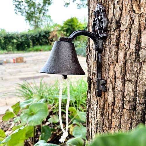 Hangable Dinner Bell Outdoor Cast Iron Vintage Wall Mounted Meal & Call Bel - Image 4