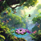Hanging Bird Bath with Solar Fountain, Multi Functional Lotus Bird Bath Bubbler Birdbath Water Fountain Pump for Hummingbird Feeder Drinking - Image 4