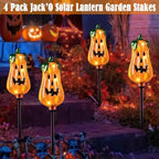 Halloween Decorations Outdoor,4 Pack Halloween Pumpkin Solar Lights Stakes - Image 3