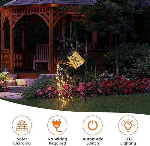 Otdair Solar Watering Can with Lights, Outdoor Garden Decor Waterproof Solar Garden Lights for Outdoor Pathway Yard Lawn Patio Party Decorations Gifts for Mom Grandma Birthday - Image 4