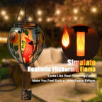 Hot Air Balloon Solar Lantern - Cardinal Bird Glass Lantern, Simulated Flickering & Dancing Flame, Outdoor Hanging Yard Light Waterproof IP65 for Patio Lawn Porch Decor Gift - Image 2