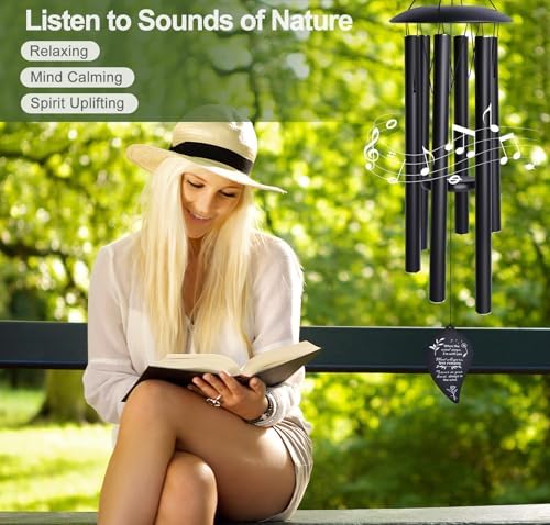 Wind Chimes for Outside, 40" Wind Chimes for Loss of a Loved, Sympathy Wind Chimes with 6 Thicken Tubes & Hook, Outdoor Wind Chimes Gifts for Mother Father, Sympathy Gift Home Decor Garden - Image 6