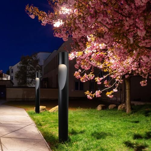 Solus Architectural LED Bollard Light – Tunable Color Temperature 3000K/4000K/5000K, 20W Integrated LED, ETL Listed, 180° Light Distribution, Black or Bronze, Surface Mount (Black, 2 Pack) - Image 2