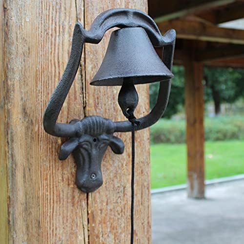 Heavy Cast Iron Dinner Bell, Antique Vintage Style Doorbell,Farmhouse Manually Shaking Hanging Door Bell for Outdoor Garden Patio Liberty Farm Church School - Image 2