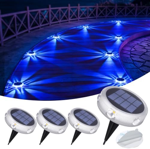 YiLaie Blue Solar Driveway Lights Outdoor IP68 Waterproof 12 Pack Led Dock by YiLaie