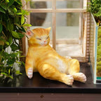 Sleeping Orange Cat Statue Outdoor Garden Decor, Realistic Resin Garden Cat Figurine, Indoor/Outdoor Decor, Heartwarming Memorial Gift for Cat Lovers, Lifelike Feline Sculpture for Patio & Yard - Image 4
