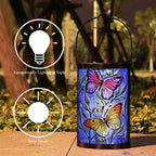 Butterfly Solar Lantern Outdoor Waterproof Hanging Glass Garden Light - Image 5
