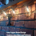 Outdoor Decorative Patio String Lights, Beaded Copper Wire Ball Style Lantern Lights, Connectable Weather-Resistant Indoor Outdoor Novelty Whimsical Light for Home Pergola Bedroom Porch Party Backyard - Image 4