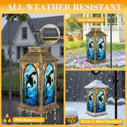 Solar Lantern Outdoor Waterproof Orca Whale Stained Glass Artwork Blue Ocean Design Garden Decor LED Hanging Solar Lights Tabletop Lamp Gifts for Women Mom Outside Yard Patio Porch - Image 3