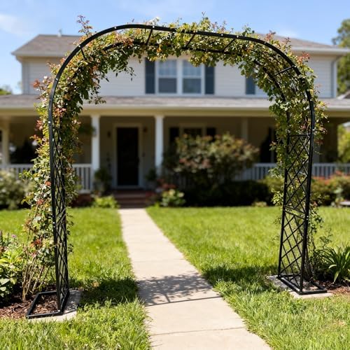 Black Heavy Duty Metal Garden Arch Trellis 90.5" W x 94.5" H for Climbing Plants, Decorative Archway Wedding Arch Frame for Patio, Backyard, Patio, Lawn, Pathway - Image 5
