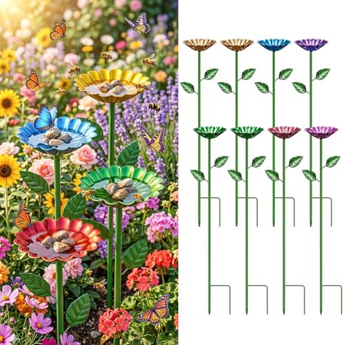 8 Pc Water Station for Bee Butterfly Pollinators Outdoor Bath Metal by Roopure