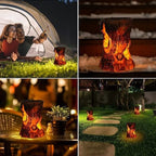 Solar Garden Lights, Flickering Stump Solar Flame Lantern Light Waterproof, Outdoor Stump On Fire Torch Light, Solar Powered Landscape Decoration Lighting for Patio Pathway Deck Yard (Natural) - Image 6