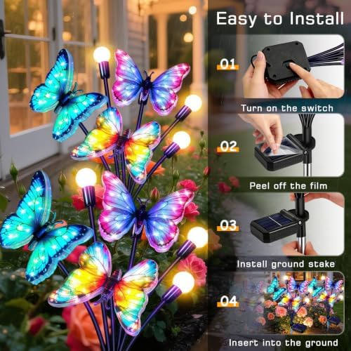 TEDOF 4 Pack Solar Butterfly Outdoor Lights Waterproof for Garden - Image 5