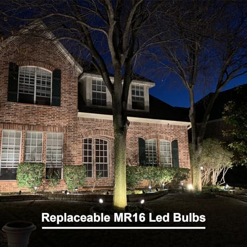 GOODSMANN Low Voltage Landscape Flood Lights 5W LED 8PK Outdoor Spotlight 2700K Warm White Replaceable LED Bulbs Outside Hardwired Lighting with Metal Stake Cable Connector Replaceable - Image 4