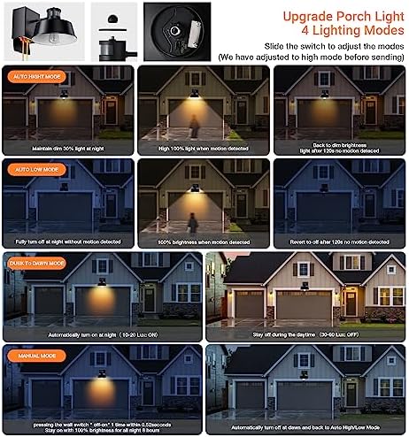 Ehaho Porch Lights with Outlet for Front Door, Motion Sensor, IP65 (1 PC) - Image 4