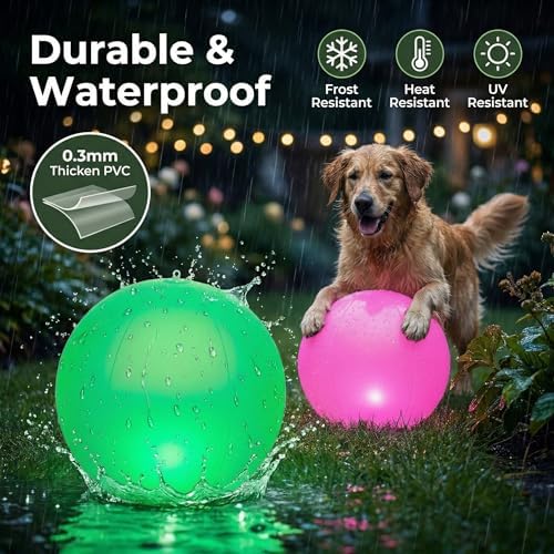 HAPIKAY Solar Floating Pool Lights, 2 Pack, 14-Inch Auto Color-Changing LED Light Balls, Waterproof Inflatable Solar Pool Light, Patio, Backyard Pond Event Wedding Decor - Image 5