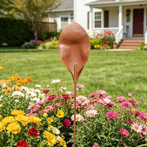 48" H Rusty Metal Garden Stake, Naturally Rusting Metal Plant Garden Art by SMQLJXC
