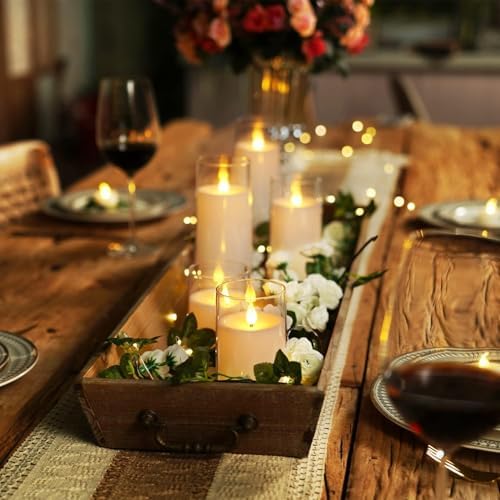 Homemory Pure White Flickering Flameless Candles, Battery Operated Acrylic LED Pillar Candles with Remote Control and Timer, Set of 9 - Image 3
