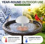 Bird Bath Water Agitator with 2 Round 99.99% Pure Copper Disk, Battery Powered Bird Bath Circulator, Quiet Waterproof Mover Keeps Water Fresh for All Season Use (Gray Spiral) - Image 6
