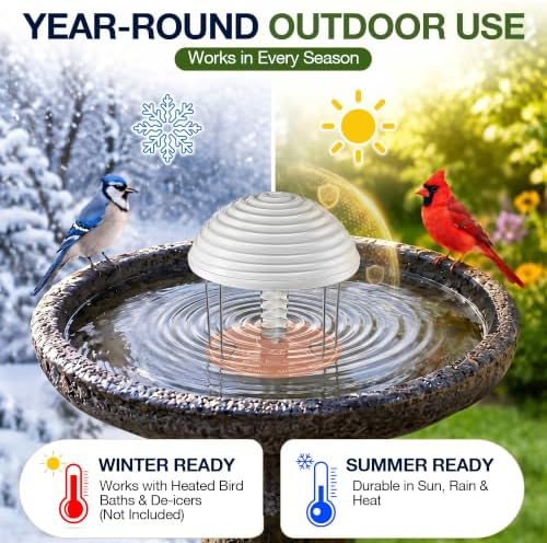 Bird Bath Water Agitator with 2 Round 99.99% Pure Copper Disk, Battery Powered Bird Bath Circulator, Quiet Waterproof Mover Keeps Water Fresh for All Season Use (Gray Spiral) - Image 6