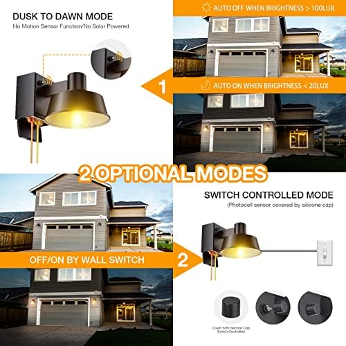Ehaho Porch Lights with Outlet for Front Door, Dusk to Dawn, IP65 (2 PCS) - Image 4