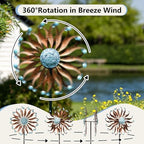 Lariander Wind Spinners Outdoor Metal Large with Stake- 84'' Wind Spinners for Yard and Garden - Windmill for Yard - Ideal Gift Metal Yard Art for Family, Friends, Garden Lovers (Willow Leaf) - Image 2