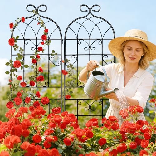 YOBAZAN Metal Garden Trellis 71"x20", 2 Pack Plant Support Trellis - Image 2