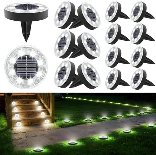 Joomer 16 Pack 2.9inch Solar Ground Lights Outdoor, White by Joomer