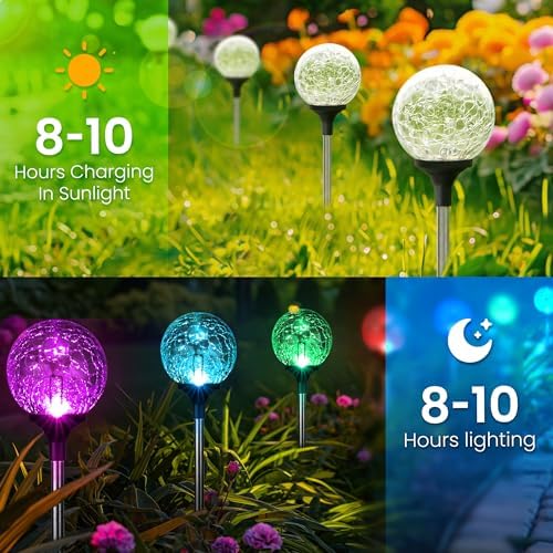 GIGALUMI Solar Garden Lights 3 Pack, Solar Lights Outdoor Decorative - Image 5