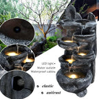 HEVIRGO Outdoor 6-Tiers Cascading Rock Water Fountain | with LED Light | Realistic Appearance Outside Patio Water Features Fountain | for Patio Backyard Porch and Home Art Decor Outdoor Fountains - Image 7