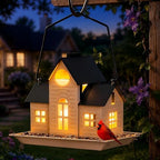 Solar Bird Feeders for Outdoors Hanging,Metal Cardinal Bird House Feeder with Solar Powered Lantern Light,Wild Cardinal Birdfeeder Waterproof Decor for Garden Yard Outside,Gift for Grandma Mom - Image 3