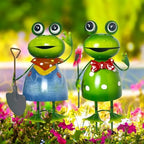 HONGLAND Metal Yard Art Garden Decor for Outside - Cute Frog Outdoor Decor - 3D Spring Frogs Figurine Garden Sculptures & Statues - Gifts for Grandma Mom - 2 Pcs by HONGLAND
