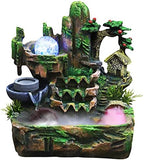 Tabletop Fountain Ornament, 110V Desktop Waterfall Fountain with LED Atomizer and Pond, Featuring Realistic Waterfall Artificial Trees, Rockery Water Fountains for Indoor Home Office Desk Decor (A) by WDZCZDoo