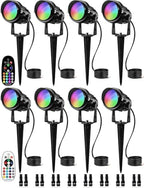 SUNVIE RGBW Color Changing Landscape Lights Low Voltage 8Pcs with Connector by SUNVIE