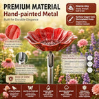 Metal Flower Garden Stakes, Mini Bird Bath and Bee Watering Station with Detachable Copper-Tone Stake, Shallow Alloy Flower Bowl for Garden Yard Patio Butterfly Puddler Decor Gift (Randomcolor, 5 Pcs) - Image 6
