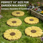 2 Pack Daisy Cement Stepping Stones 10 Inch, Heavy Duty Garden Pathway Stones, Non Slip Outdoor Walkway Decor for Yard Patio Lawn, Weather Resistant Fall Garden(Yellow) - Image 3